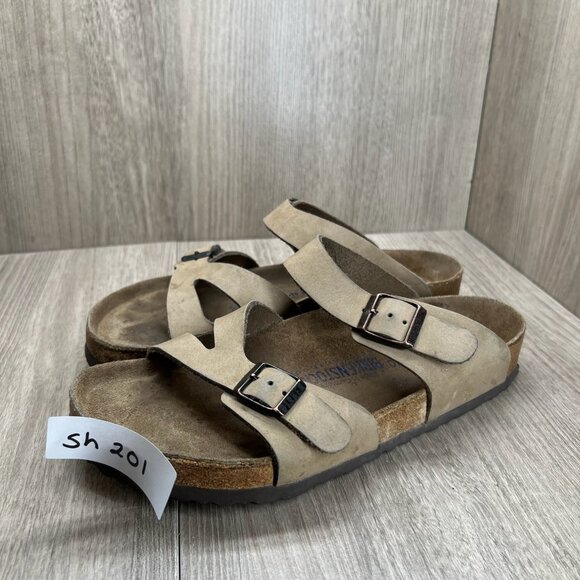 Birkenstock Franca Slide Sandal Adult Unisex L9 M7 Adjustable Strap Nubuck Beige - Picture 14 of 14